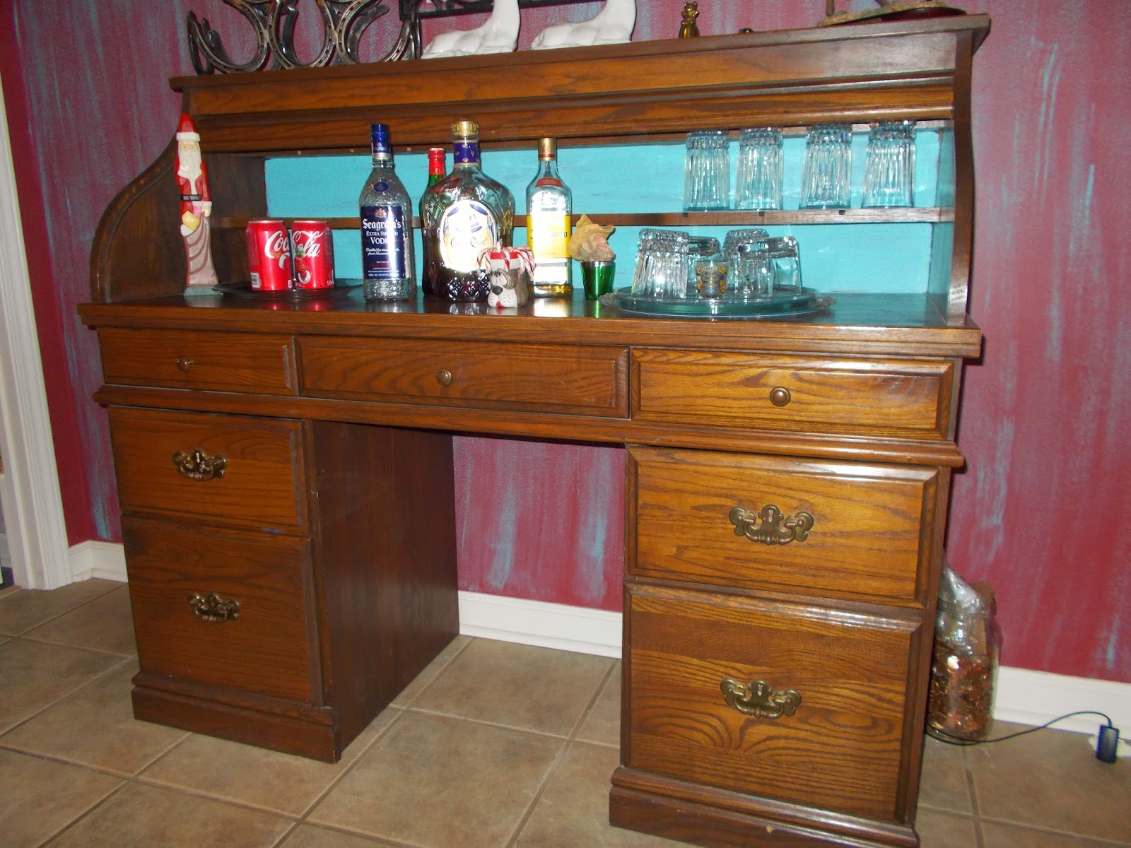 Simple, But Fabulous Converting a Roll Top Desk....into a Bar......