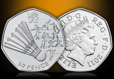 Monedas inglesas actuales London+2012+50p+Sports+Collection-Badminton