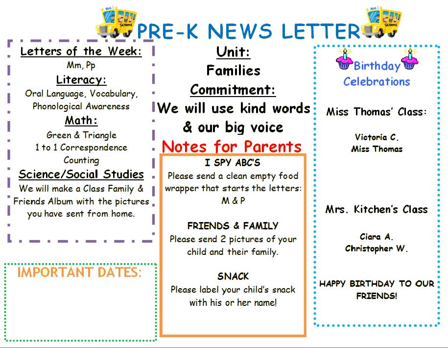 prek newsletters