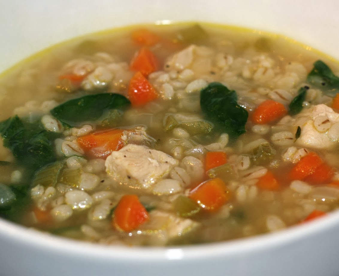 Chicken Spinach Soup with Barley