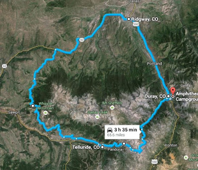 Our route through Colorado including Imogene Pass