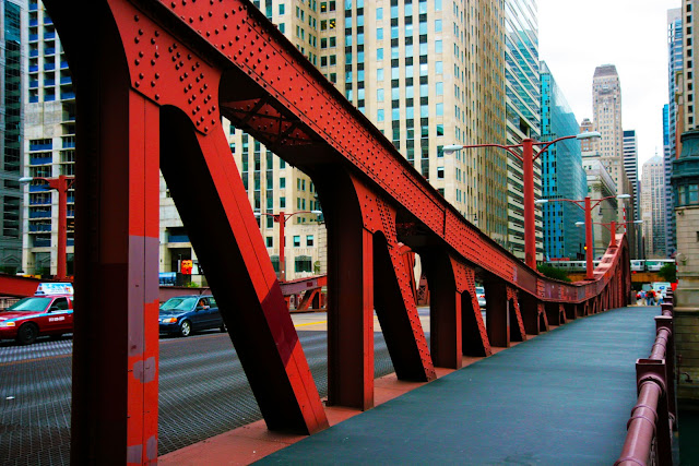 The Franklin Street Bascule Bridge over the Chicago River in Chicago, Illinois.
