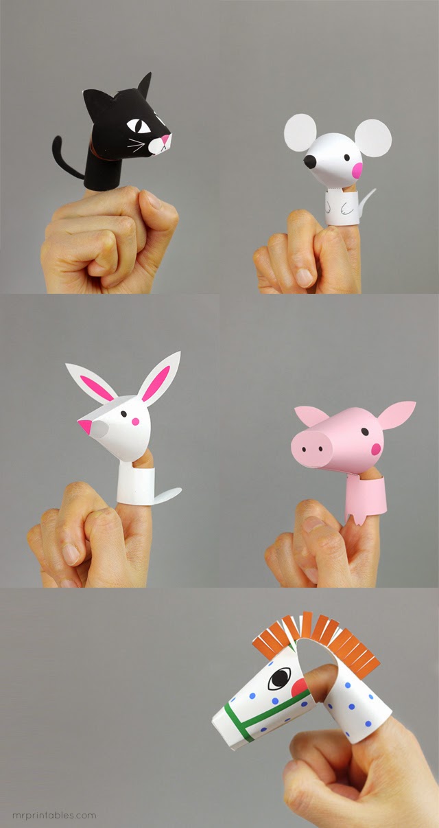 Pepper and Buttons: animal finger puppets {by mr printables}