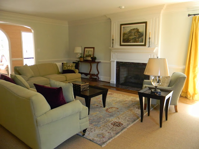 Seaside Interiors: Blue and Gold Living Room Makeover!