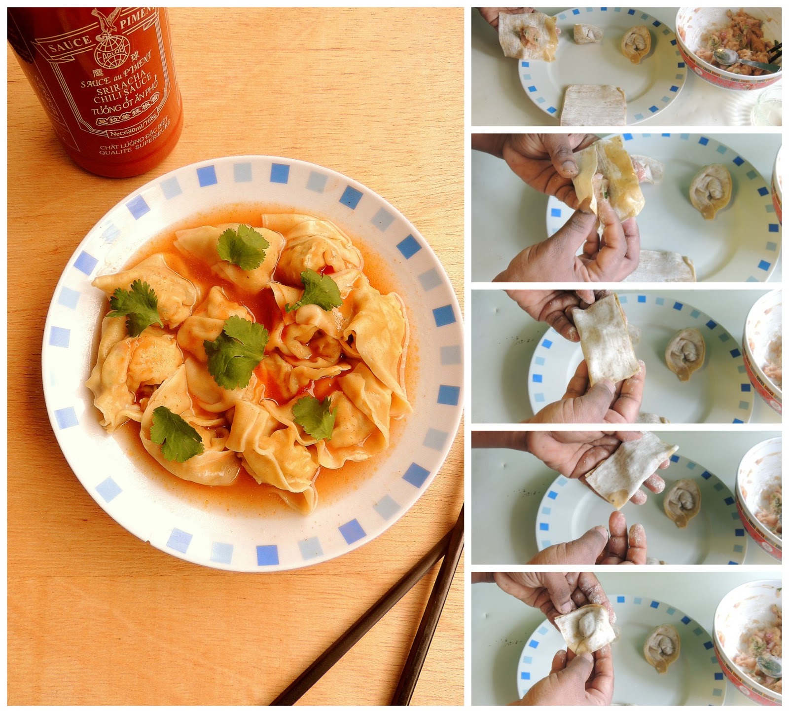 Priya's Versatile Recipes Chicken Wontons in Chilly Sauce