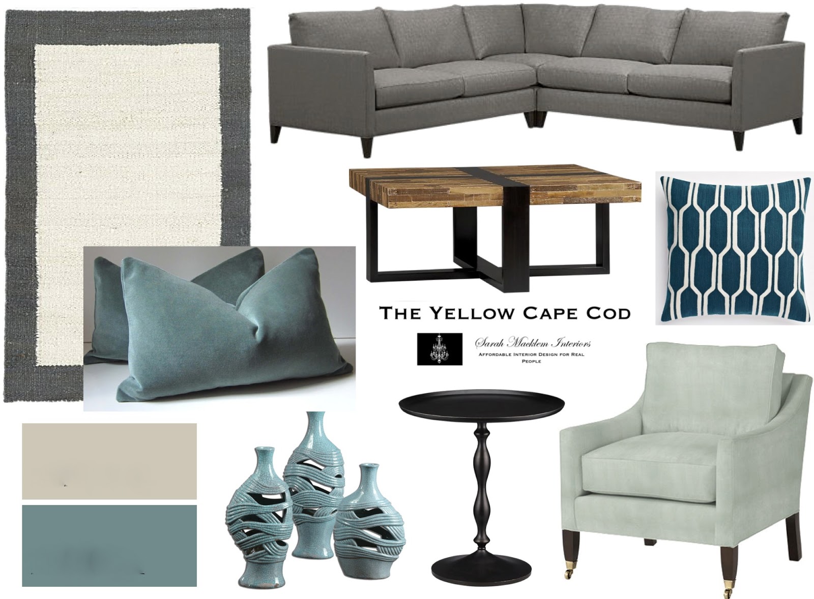 The Yellow Cape Cod Tempered Teal Dining Living Room