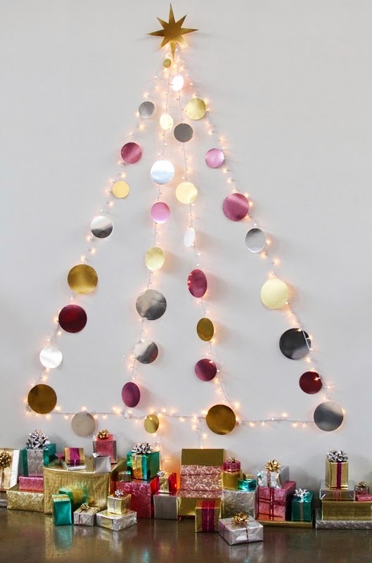 Árvores de Natal Baratas e Criativas + Árvores de Natal na parede