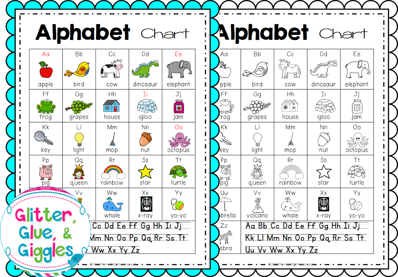 Glitter, Glue & Giggles: Alphabet Chart: FREE!