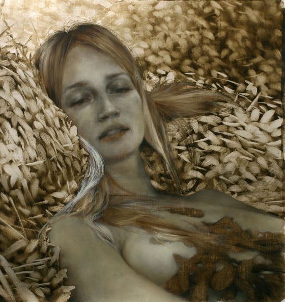 Brad Kunkle mulheres hiper realistas pinturas a oleo prata e ouro
