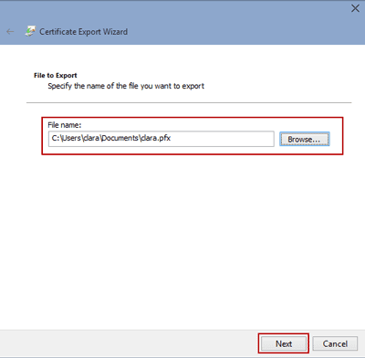 name export certificate file name export certificate file