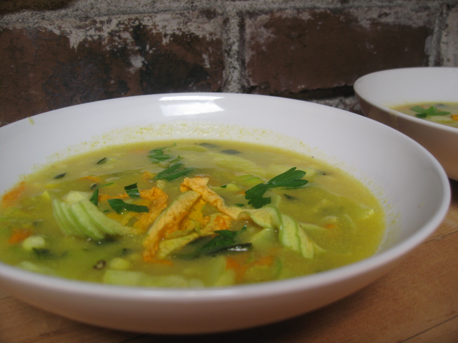 Squash Blossom Soup with Poblano Chili mysavoryspoon