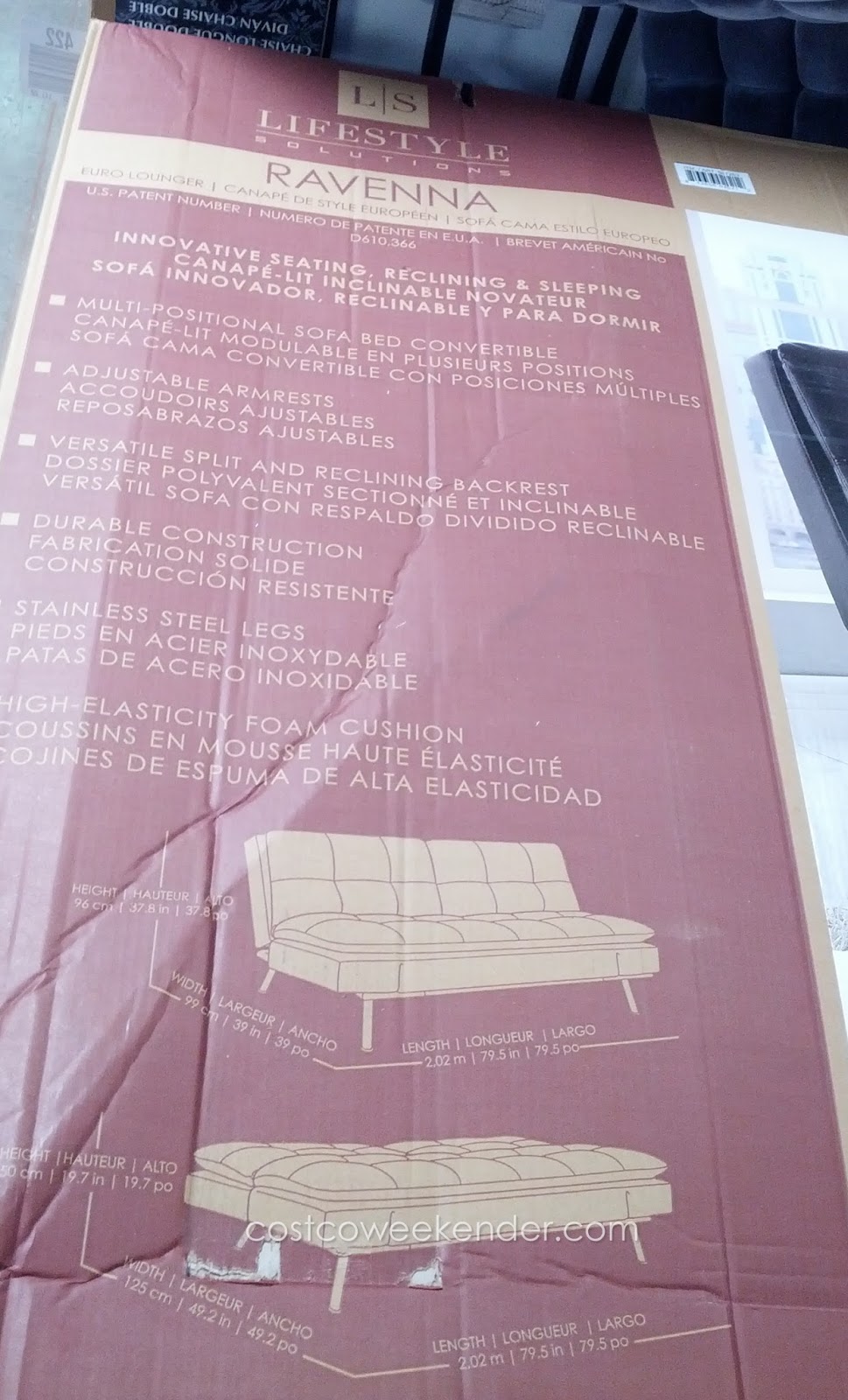 Lifestyle Solutions Ravenna Euro Lounger Costco Weekender