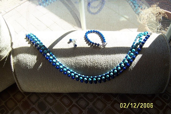 Sterling Silver Beads, Clasp, Sleeping BeautyTurquoise and Lapis Necklace, Earrings, Bracelet