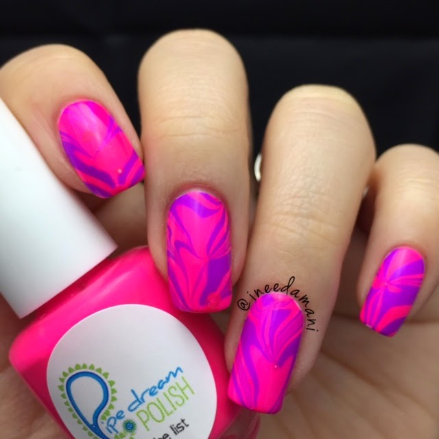 Pipe Dream Polish A Night In Vegas Valentine's Day Heart Water Marble Nails