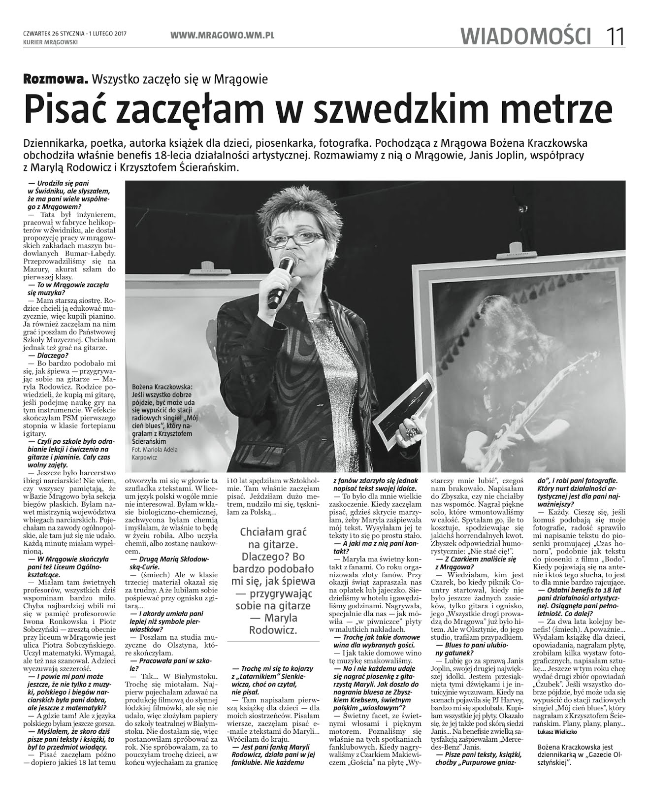 MEDIA<br> wywiad /Kurier Mrągowski 26.01.2017