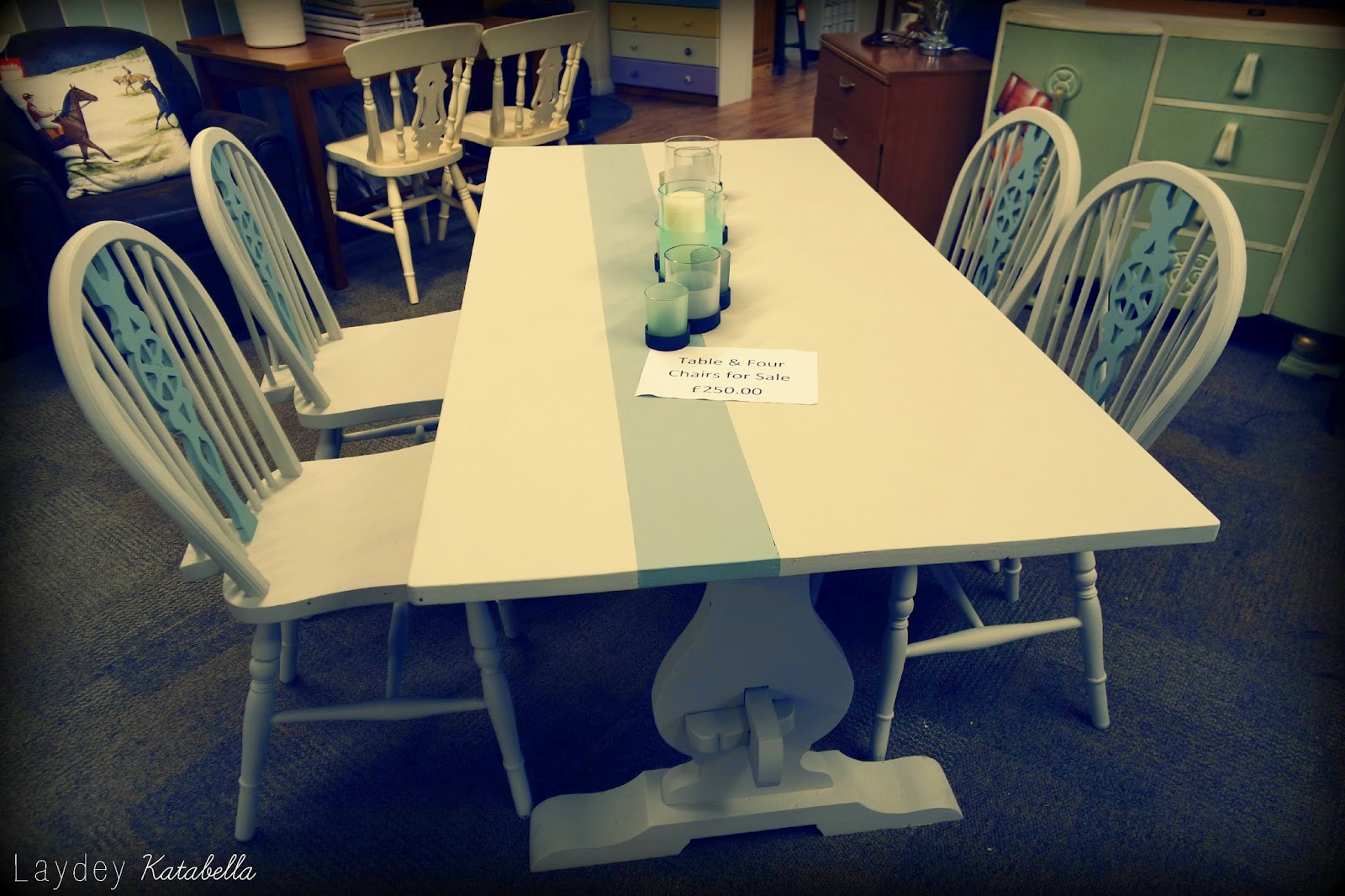 photo of bespoke upcycled dining table and chairs