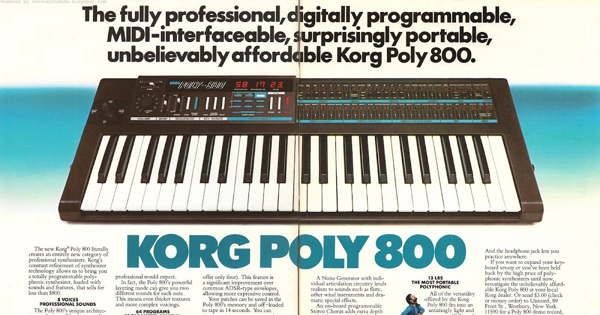Retro Synth Ads: Korg Poly 800, Keyboard 1984
