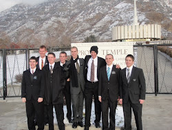 Kev and his companions in front of the Provo, Utah temple. :)