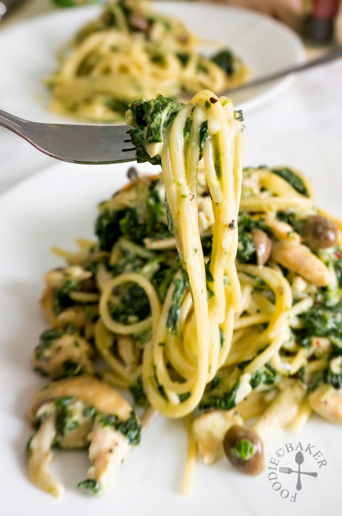 Creamy Spinach and Mushrooms Pasta