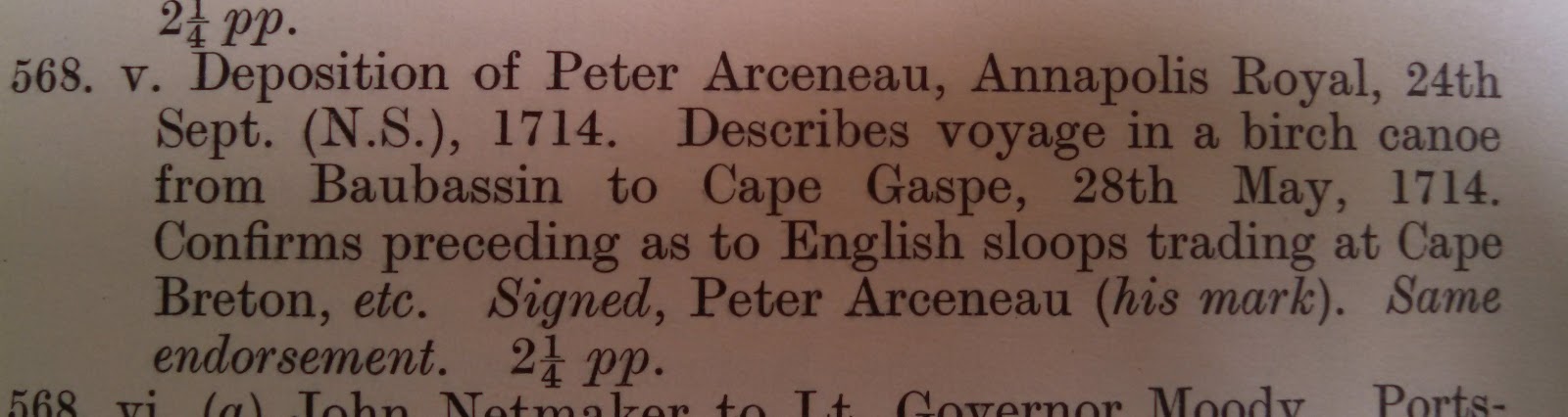 mention of a report of an exploration of Gaspe