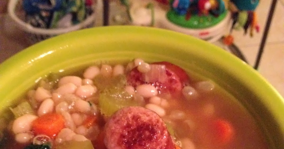 My Salty Kitchen White Bean, Kielbasa, and Kale Soup