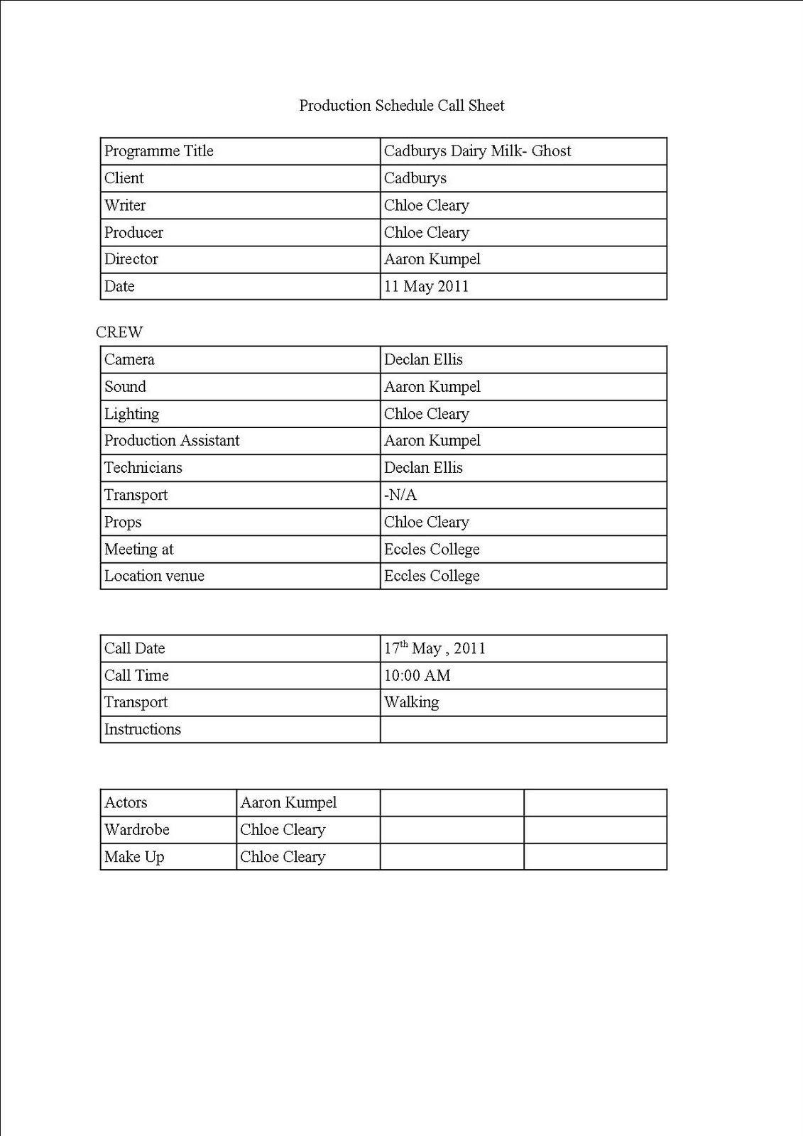 tv production schedule template