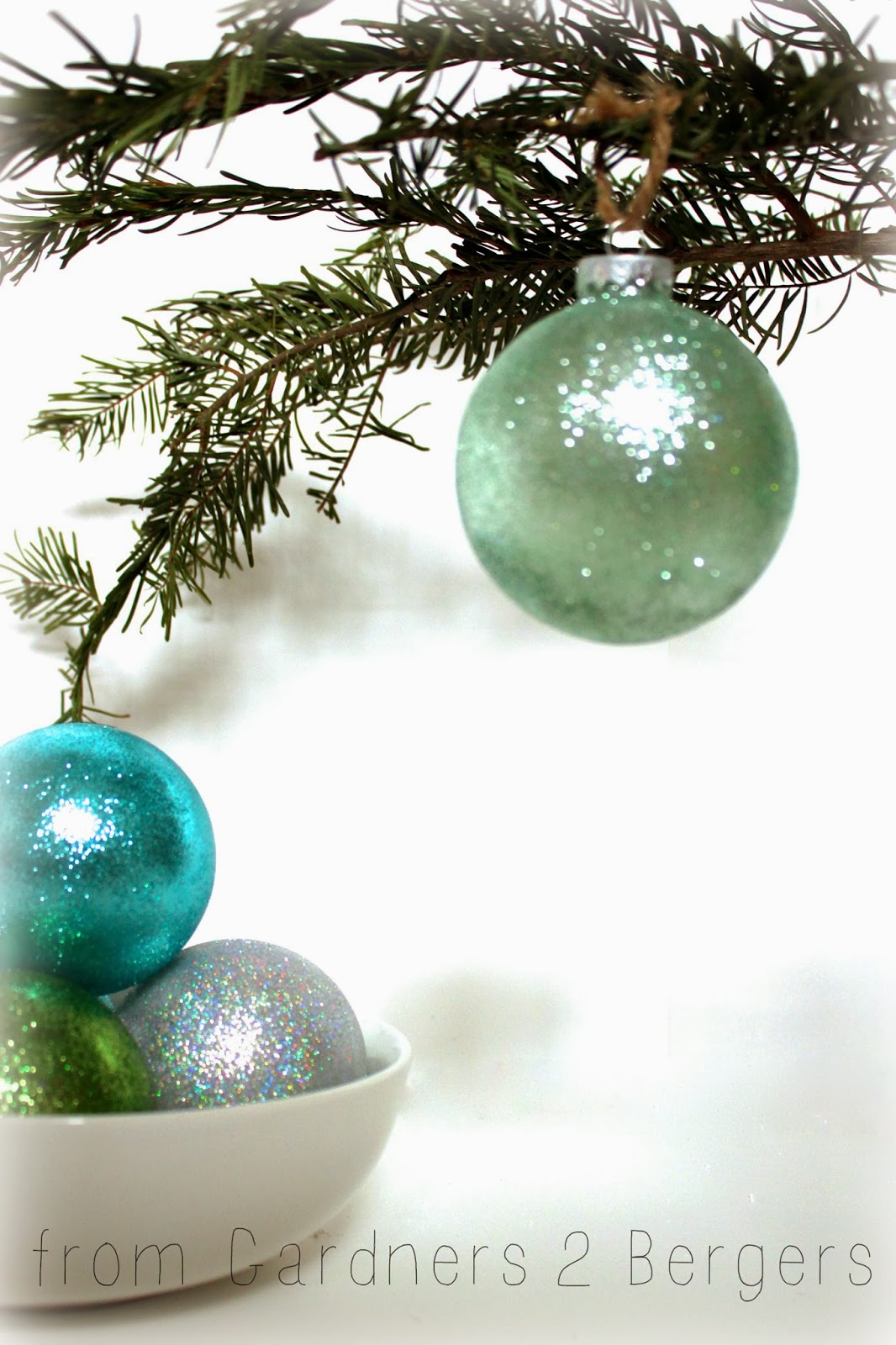 from Gardners 2 Bergers DIY Glitter Glass Ornaments