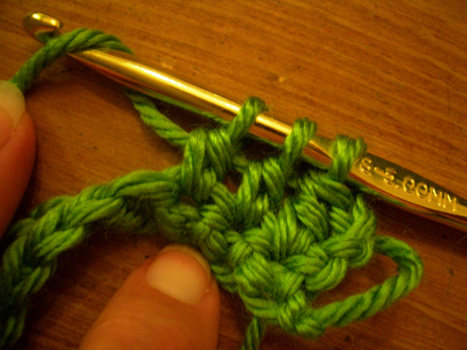 Heres a hint, for the last time you pull the yarn through on a dc ...