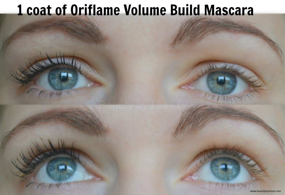 Oriflame Volume Build Mascara 1 coat of Oriflame Volume Build Mascara on lashes