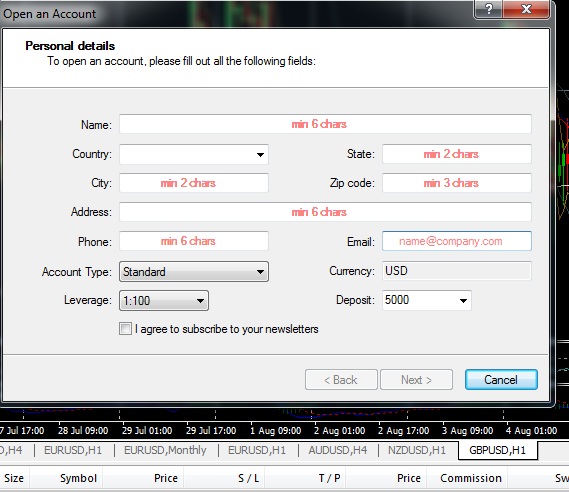 Contoh demo forex