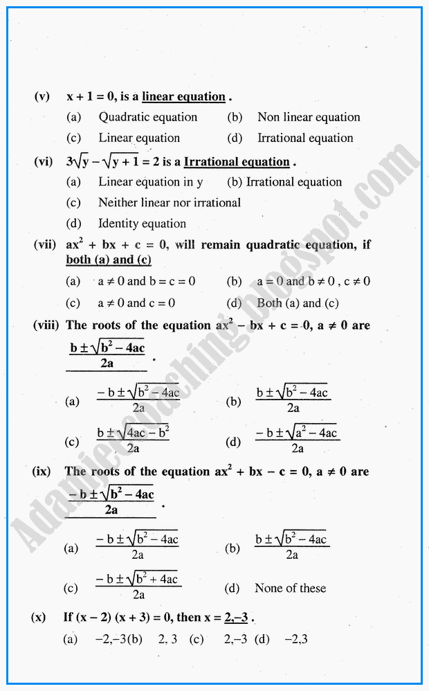 algebraic-sentences-question-answers-mathematics-10th
