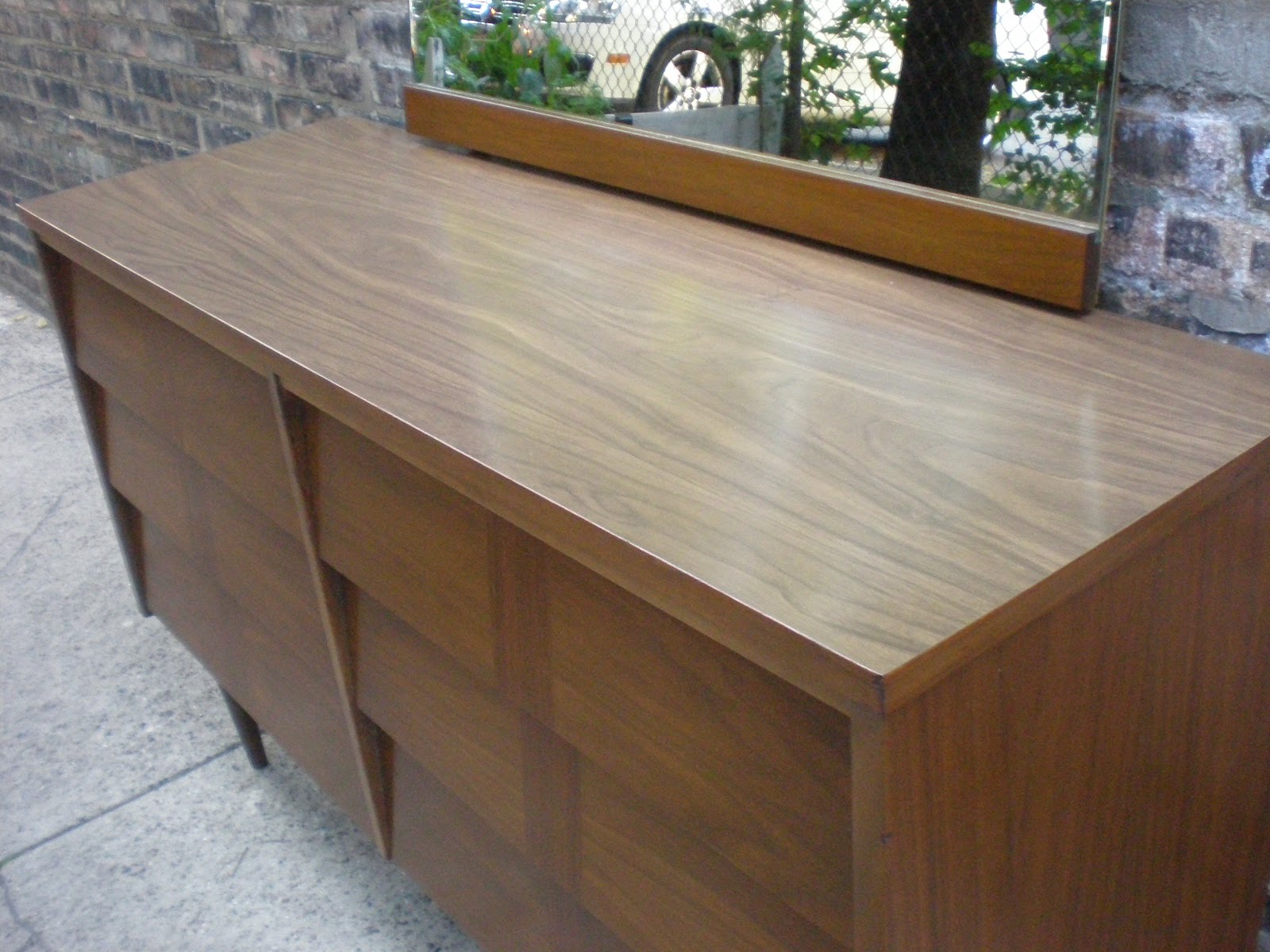 Mid Century Chicago Ward Furniture Co. Lowboy Dresser with Mirror