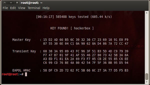 Aircrack-ng Finished Cracking