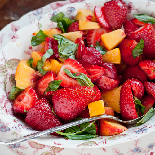 Strawberry Peach Salad with Basil