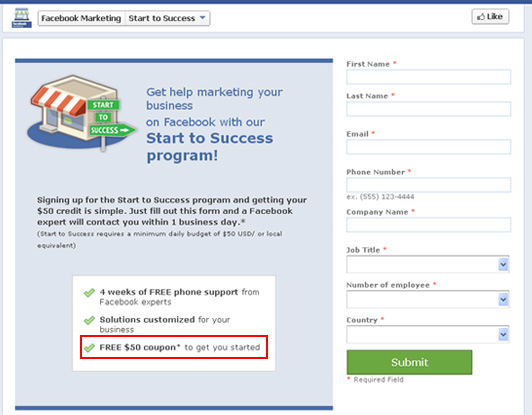 Get free facebook advertising coupons