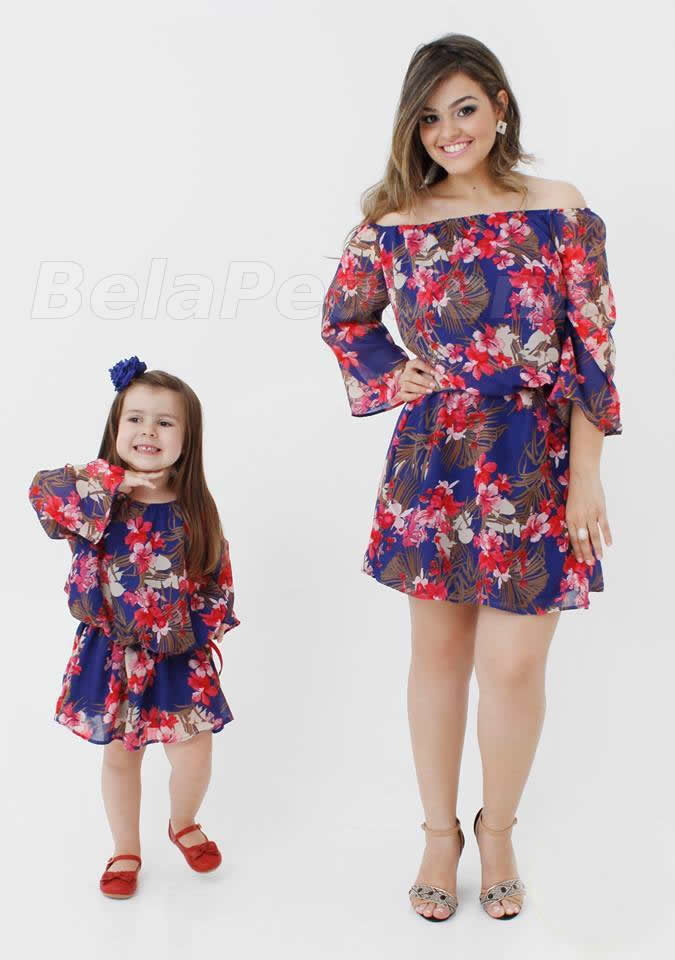 vestido estampado mae e filha