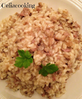 Risotto bell'inverno con funghi e salsiccia