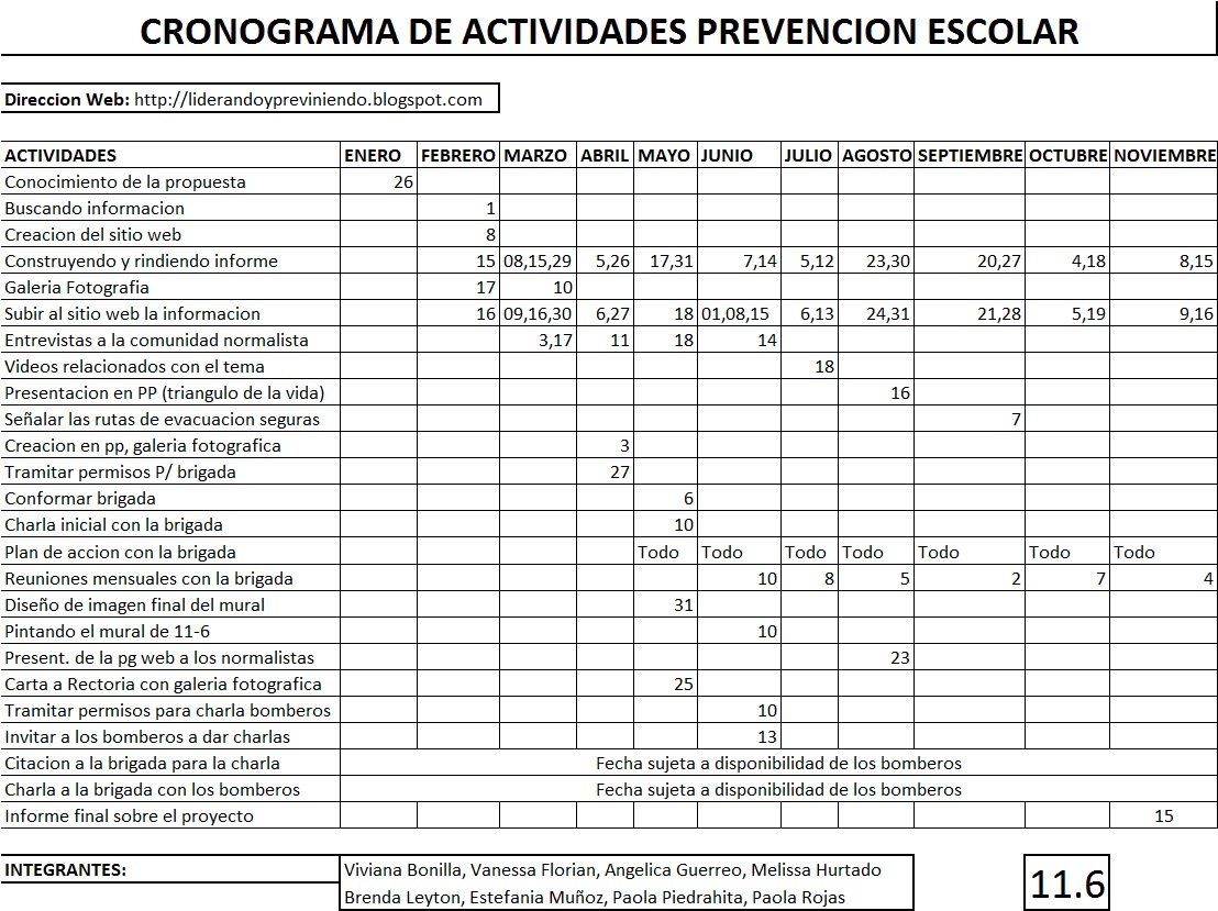 formatos de cronogramas de actividades