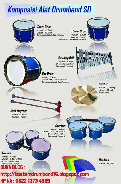 HARGA PERALATAN SATU SET LENGKAP DRUM BAND DAN MARCHING BAND TK/ SD