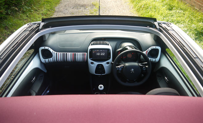Peugeot 108 from above, roof open