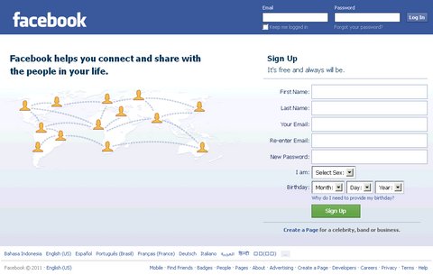 login facebook interface