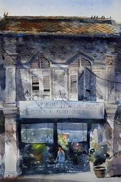 Watercolor: Kedai Pembuat & Pengedar Biskut, Melaka