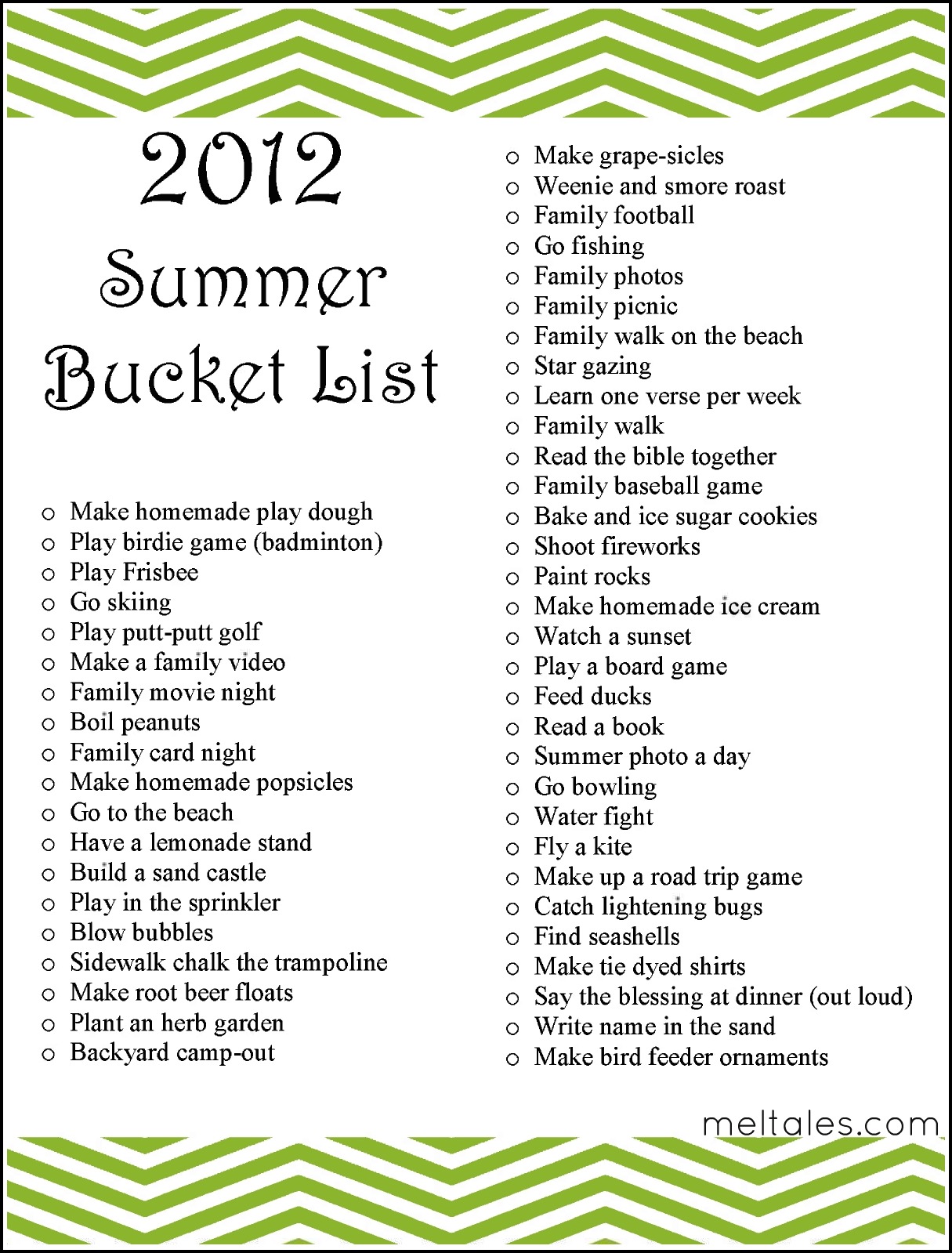 Life In General: Summer Bucket List For.