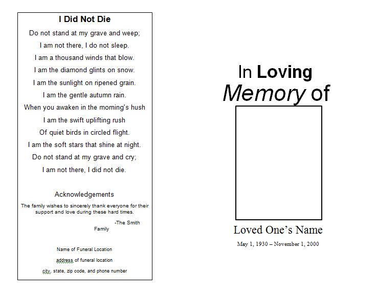 Examples Of Programs For Memorial Services