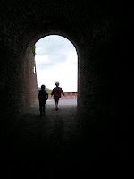 brick-lined tunnel to the caponier and ramparts