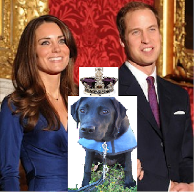 Photoshopped image of William and Kate and HRH Berkeley with a crown on her head.