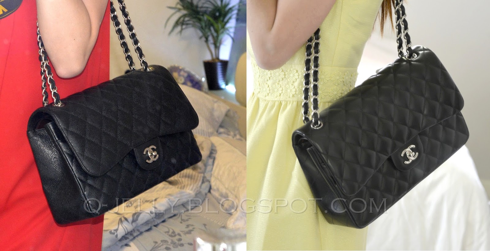 Jelly Q: Chanel Classic Flap Bag Jumbo: Lambskin vs. Caviar Comparison