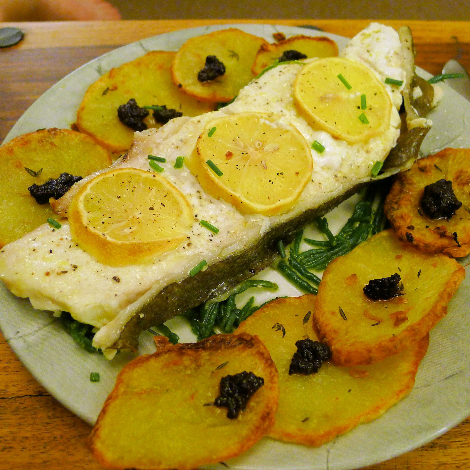 Culinary Adventures in London Foil Baked Halibut Steaks with Samphire
