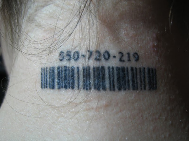 barcode tattoo on neck. arcode tattoo neck.