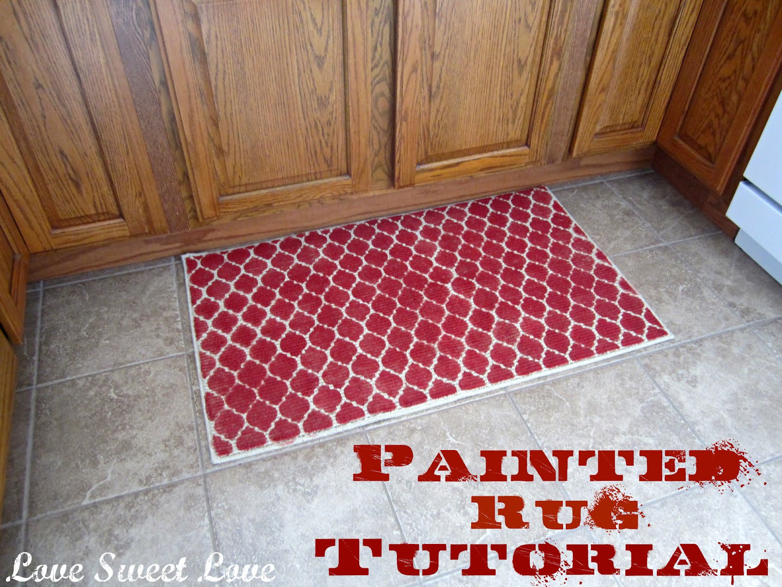 Love Sweet Love Painted Rug with stencil Tutorial and a Giveaway!!